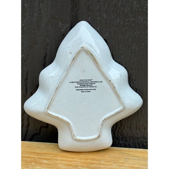 Dear God Kids Ceramic Christmas Tree Shaped Trinket Candy Dish Anne Fitzgerald - Picture 4 of 5